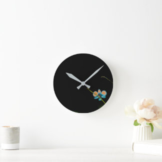 Orange Orchid Wall Clock Rund Klocka