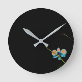 Orange Orchid Wall Clock Rund Klocka