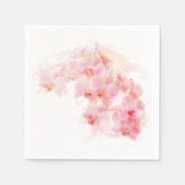 Orange Orchid Watercolor Flower Blommigt Bröllop Pappersservett