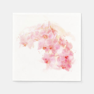 Orange Orchid Watercolor Flower Blommigt Bröllop Pappersservett