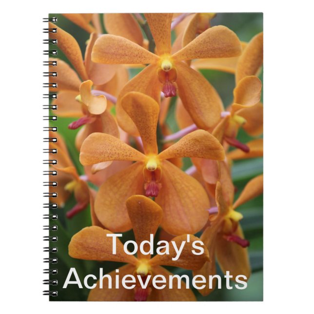 Orange Orchidanteckningsbok Anteckningsbok Med Spiral (Framsidan)