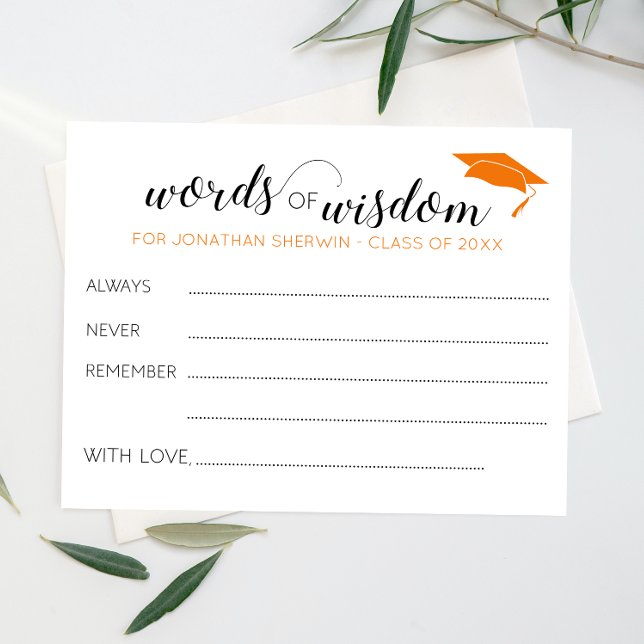 Orange Ord Wisdom Grad Cap Studenten Advice (Skapare uppladdad)