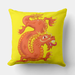 Orange Oriental Dragon Dekorativ kudde