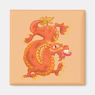 Orange Oriental Dragon Magnet