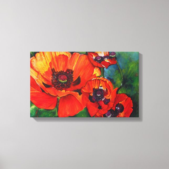 Orange Oriental Poppies Art Canvastryck (Framsida)