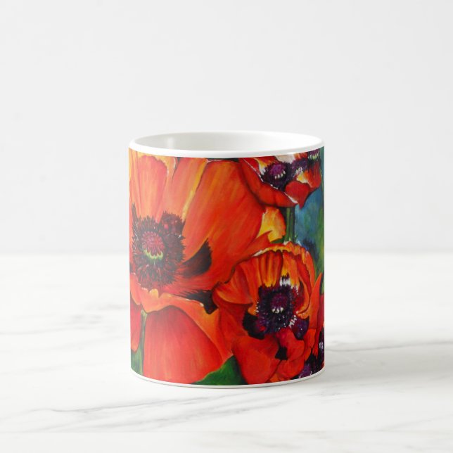 Orange Oriental Poppies Art Kaffemugg (Center)