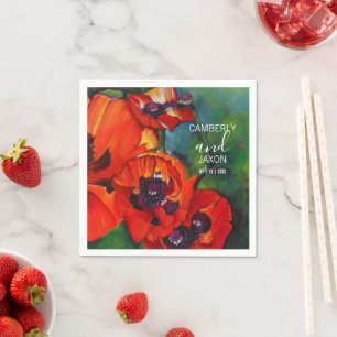 Orange Oriental Poppies Bröllop Pappersservett