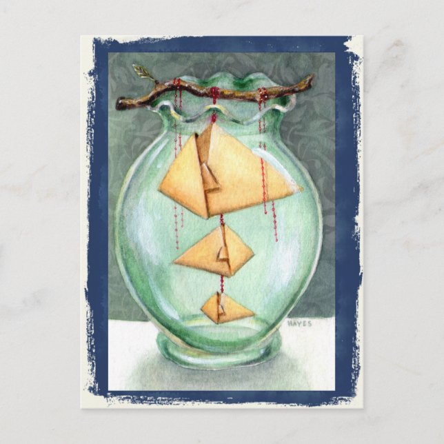 Orange Origami Fishes Vykort (Framsida)