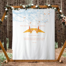 Orange Origami Papper Cranes Bröllop Photo BackDro