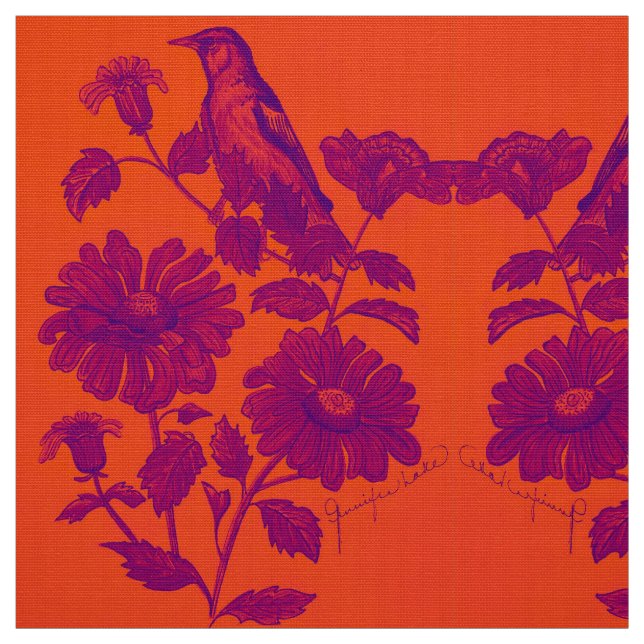 Orange Oriole Fabric Tyg (Provkarta)