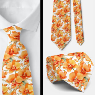 Orange Orkidéer Höstfärger Slips
