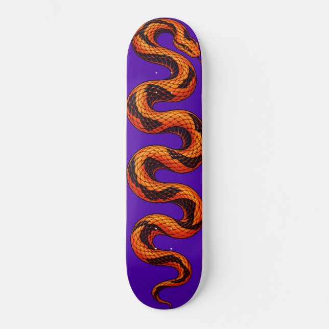 Orange Orm Lila Skateboard – Djärv Serpent (Framsida)