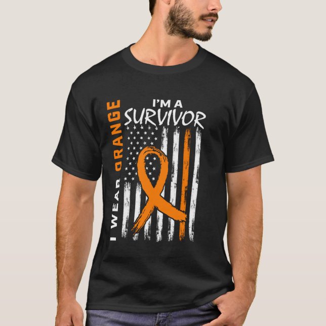 Orange överlevande Multipel skleros Medvetenhet Le T Shirt (Framsida)