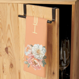 Orange överst med Blommigten Cream Rand Kökshandduk