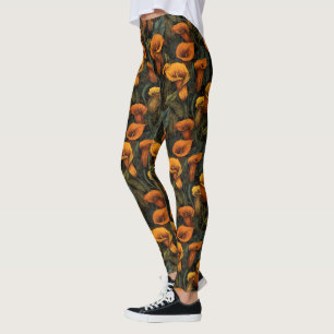 Orange Övning Calla liljor Inspirerad Examen Leggings
