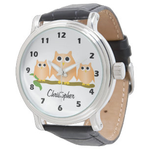 Orange Owl Design Personlig Armbandsur