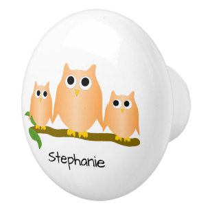 Orange Owl Design Personlig Knopp