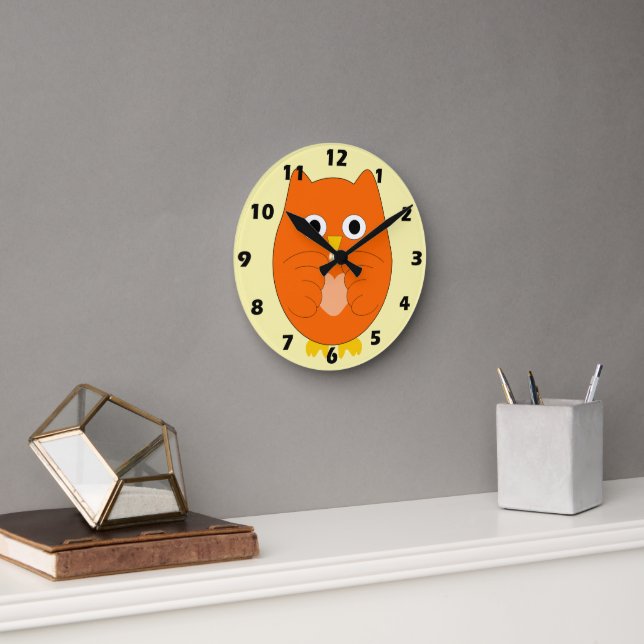 Orange Owl Design Rund Klocka (Kontor)