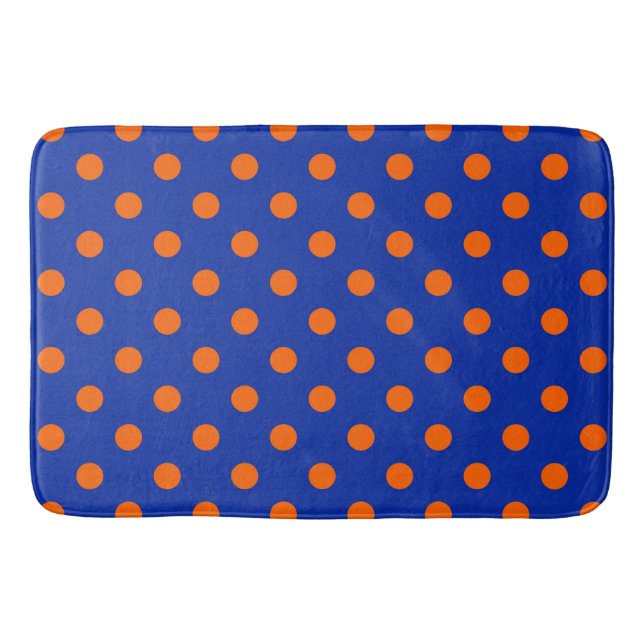 Orange på blå prickar mönsterdesign  badrumsmatta (Framsidan)