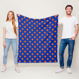 Orange på blå prickar mönsterdesign fleecefilt