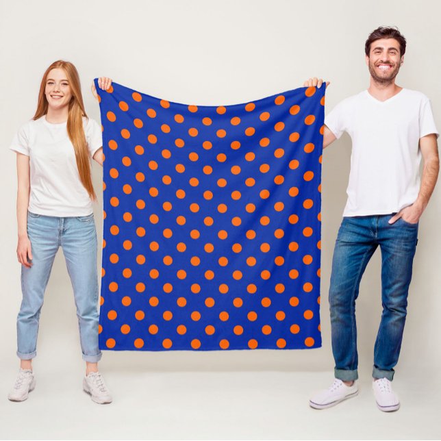 Orange på blå prickar mönsterdesign  fleecefilt (Skapare uppladdad)