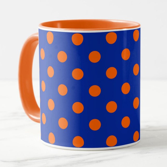 Orange på blå prickar mönsterdesign  mugg (Skapare uppladdad)