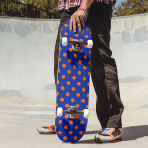 Orange på blå prickmönsterdesign mini skateboard bräda 18,5 cm