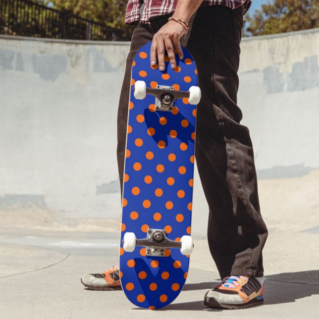 Orange på blå prickmönsterdesign  mini skateboard bräda 18,5 cm (Skapare uppladdad)