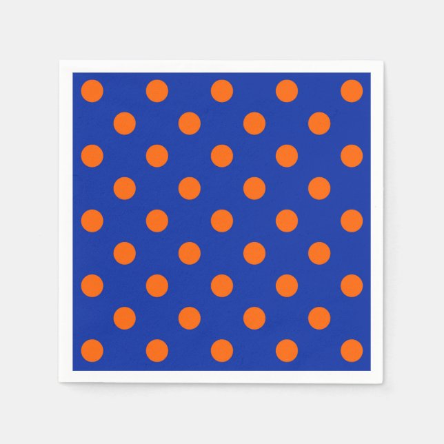Orange på blå prickmönsterdesign  pappersservett (Framsidan)