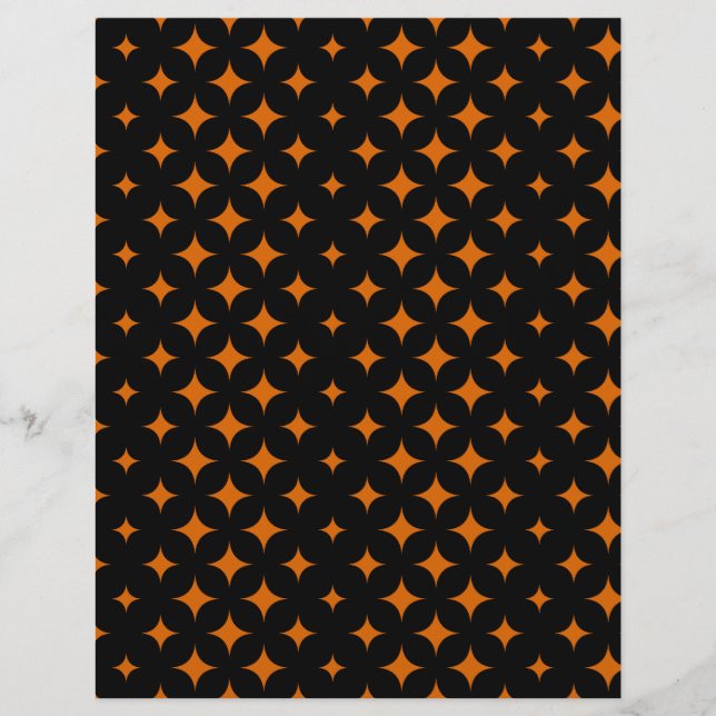 Orange på Black Halloween Mönster Craft Papper (Framsida)