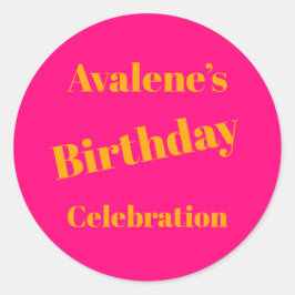 Orange på Födelsedagsfest för Bright Rosa Runt Klistermärke