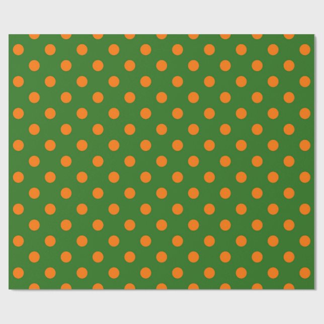 Orange på grön prickmönsterdesign  presentpapper (Platt)