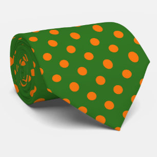 Orange på grön prickmönsterdesign slips