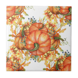Orange på hösten - Pumpkin-illustration Kakelplatta