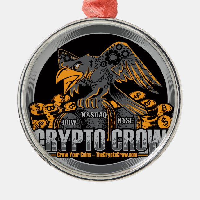 Orange på svart Crypto kråka Julgransprydnad Metall (Framsidan)