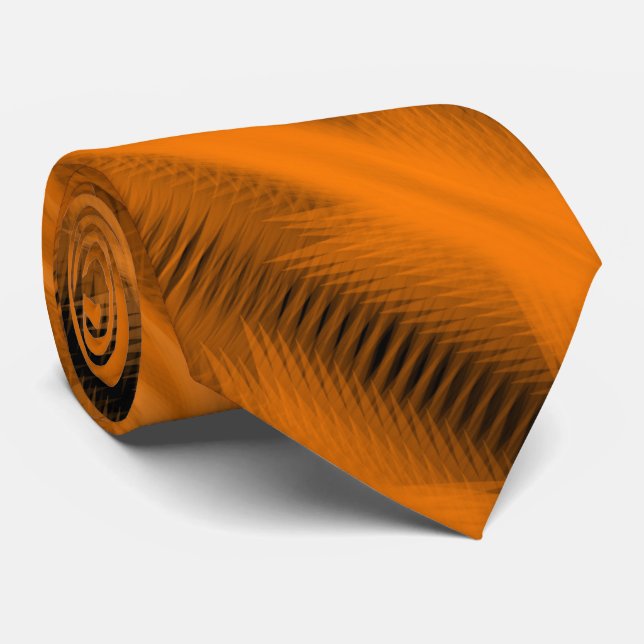 Orange på svart futuristisk abstrakt mönsterkonst slips (Rullad)