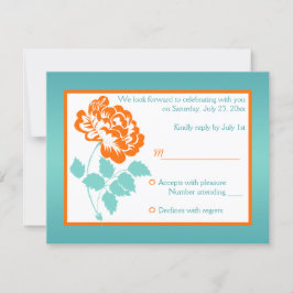 Orange Påfågel med Turkos Svarsbrev OSA Kort