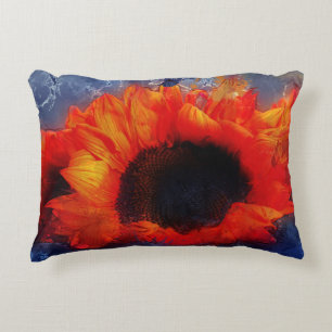Orange Painterly Sunrows accent Pillow Prydnadskudde