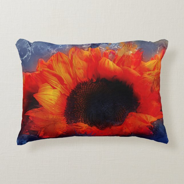 Orange Painterly Sunrows accent Pillow Prydnadskudde (Framsidan)