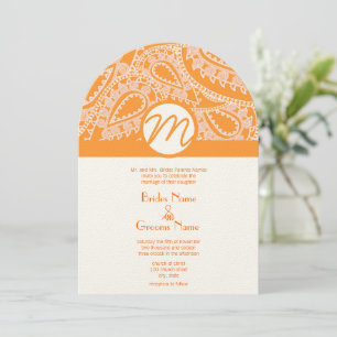 Orange Paisley bröllopsinbjudan Inbjudningar