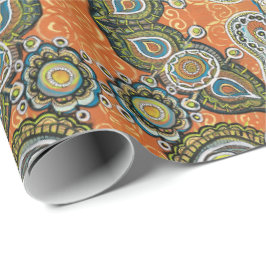 orange paisley gåvasjal presentpapper