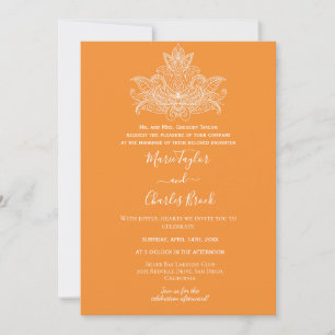 Orange Paisley Indisk Bröllopsinbjudan Inbjudningar
