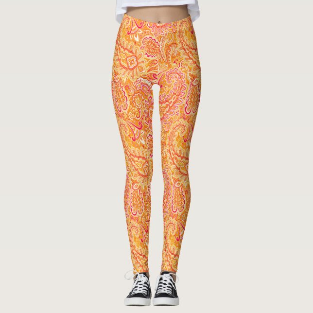 Orange Paisley Leggings (Framsida)