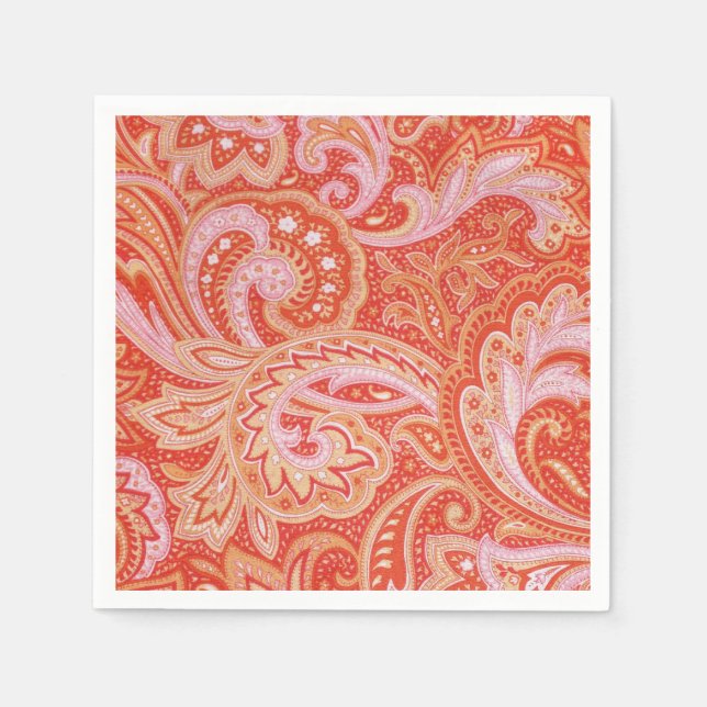 Orange Paisley Pappersservett (Framsidan)