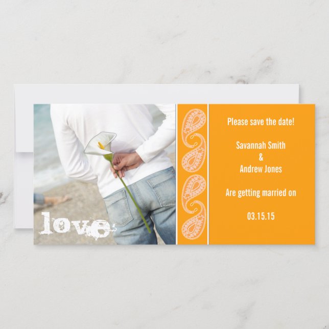 Orange Paisley Spara datum Spara Datumet (Framsida)