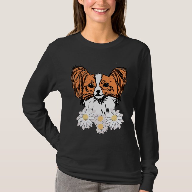 Orange Papillon with Flowers T Shirt (Framsida)