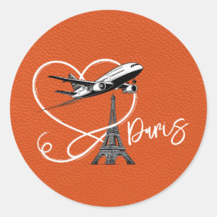 Orange Paris-pass Runt Klistermärke