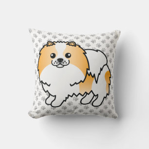 Orange Parti-Color Pomeranian Söt Hund & Tass Kudde