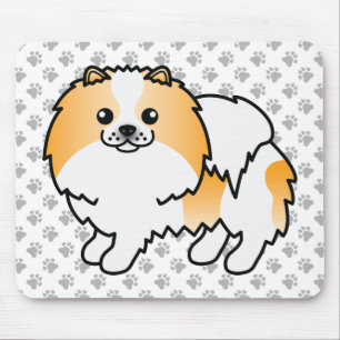 Orange Parti-Färgad Pomeranian Söt Hund & Tass Musmatta
