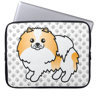 Orange Parti-Färgad Pomeranian Söt Hund & Tassar Laptop Fodral